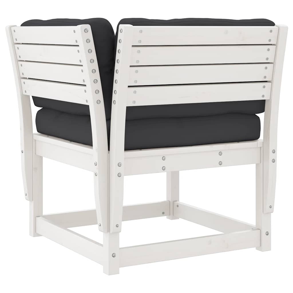 7 Piece Garden Lounge Set with Cushions White Solid Wood Pine