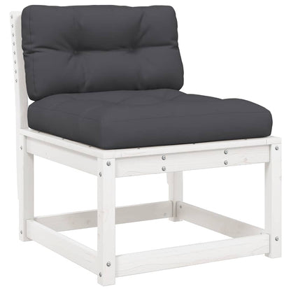 7 Piece Garden Lounge Set with Cushions White Solid Wood Pine