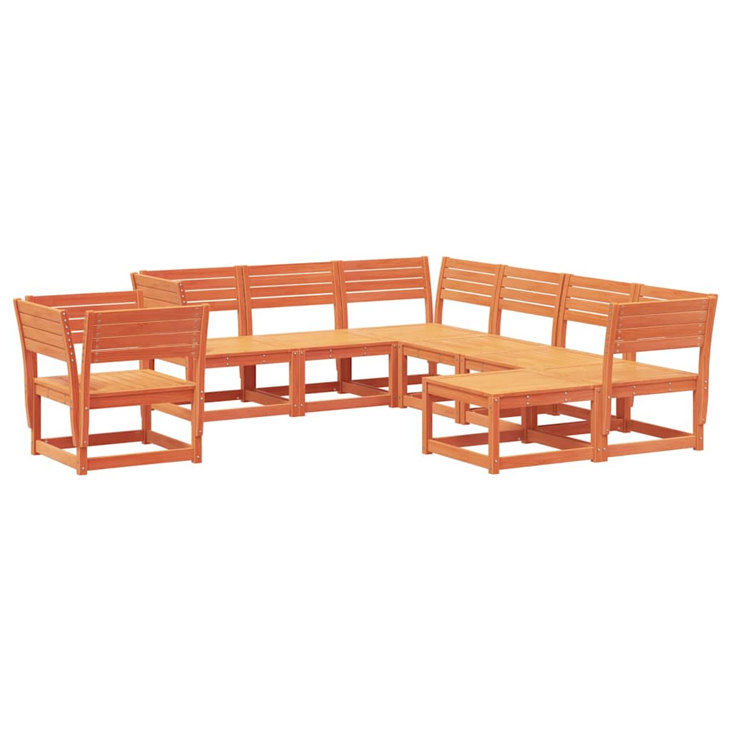 Garden Lounge Set | Wax Brown | Solid Pine Wood | 8 Piece Set | Modular