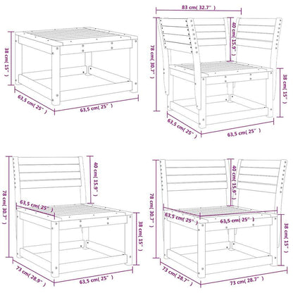 Garden Lounge Set | Wax Brown | Solid Pine Wood | 8 Piece Set | Modular