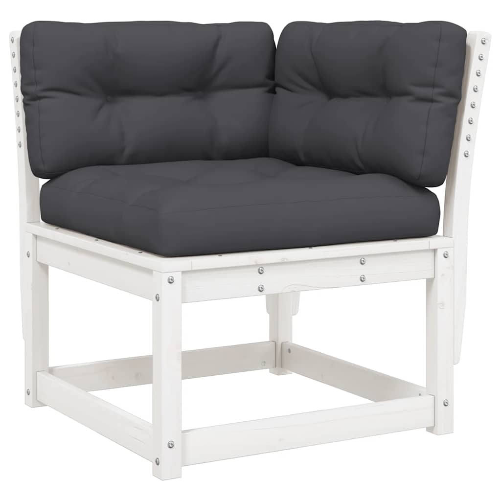 8 Piece Garden Lounge Set with Cushions White Solid Wood Pine