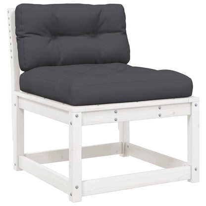 8 Piece Garden Lounge Set with Cushions White Solid Wood Pine