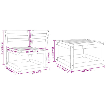 Garden Sofa Set | Natural wood | Solid pine wood | 3 Piece Set