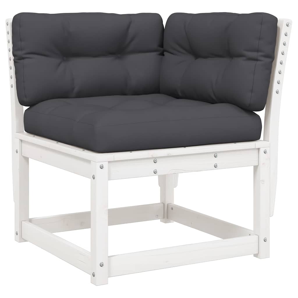 3 Piece Garden Sofa Set with Cushions White Solid Wood Pine