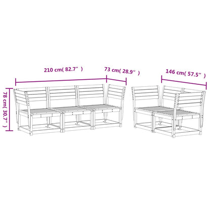 Garden Sofa Set | White | Solid Pine Wood | 5 Piece Set | Modular
