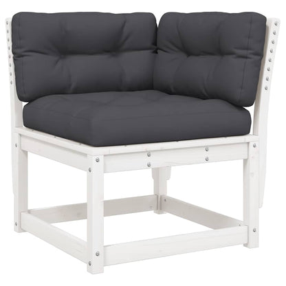 5 Piece Garden Sofa Set with Cushions White Solid Wood Pine