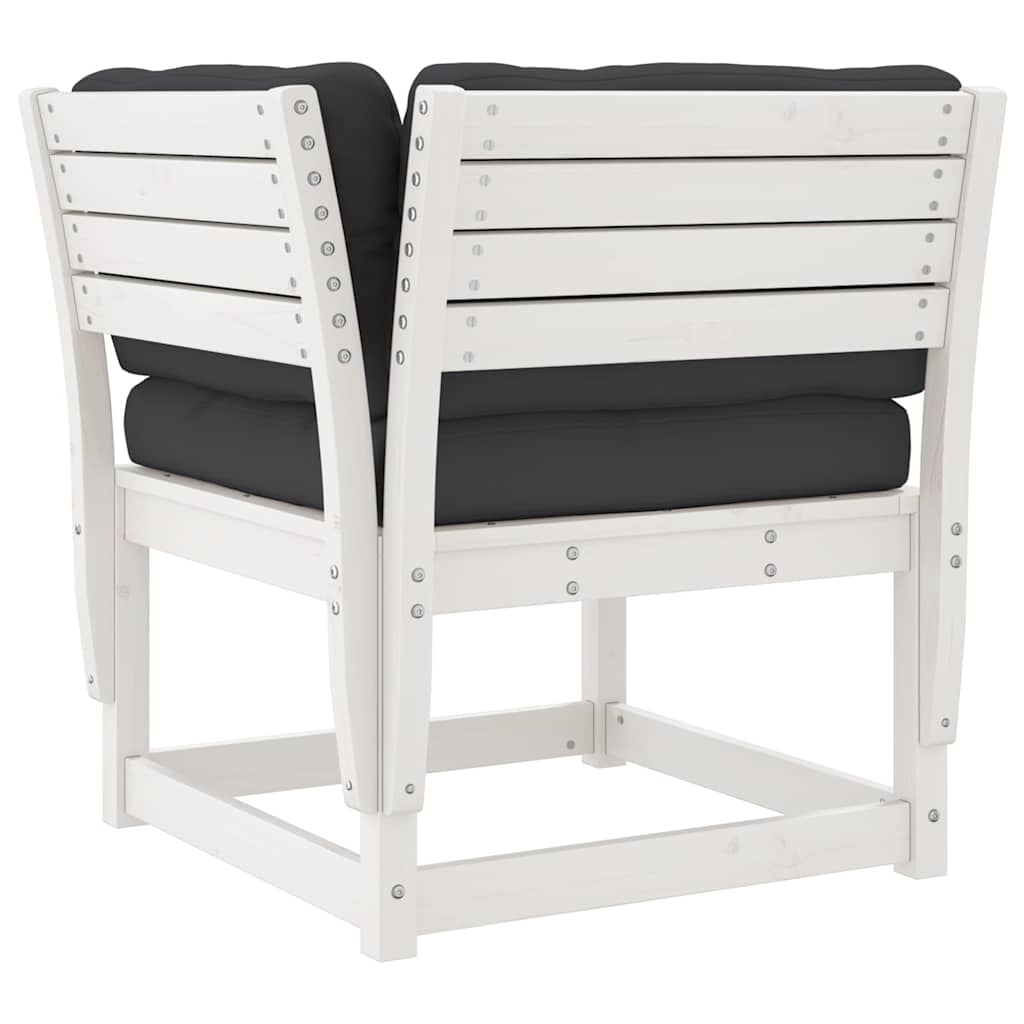 5 Piece Garden Sofa Set with Cushions White Solid Wood Pine