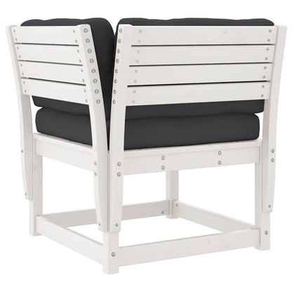 5 Piece Garden Sofa Set with Cushions White Solid Wood Pine