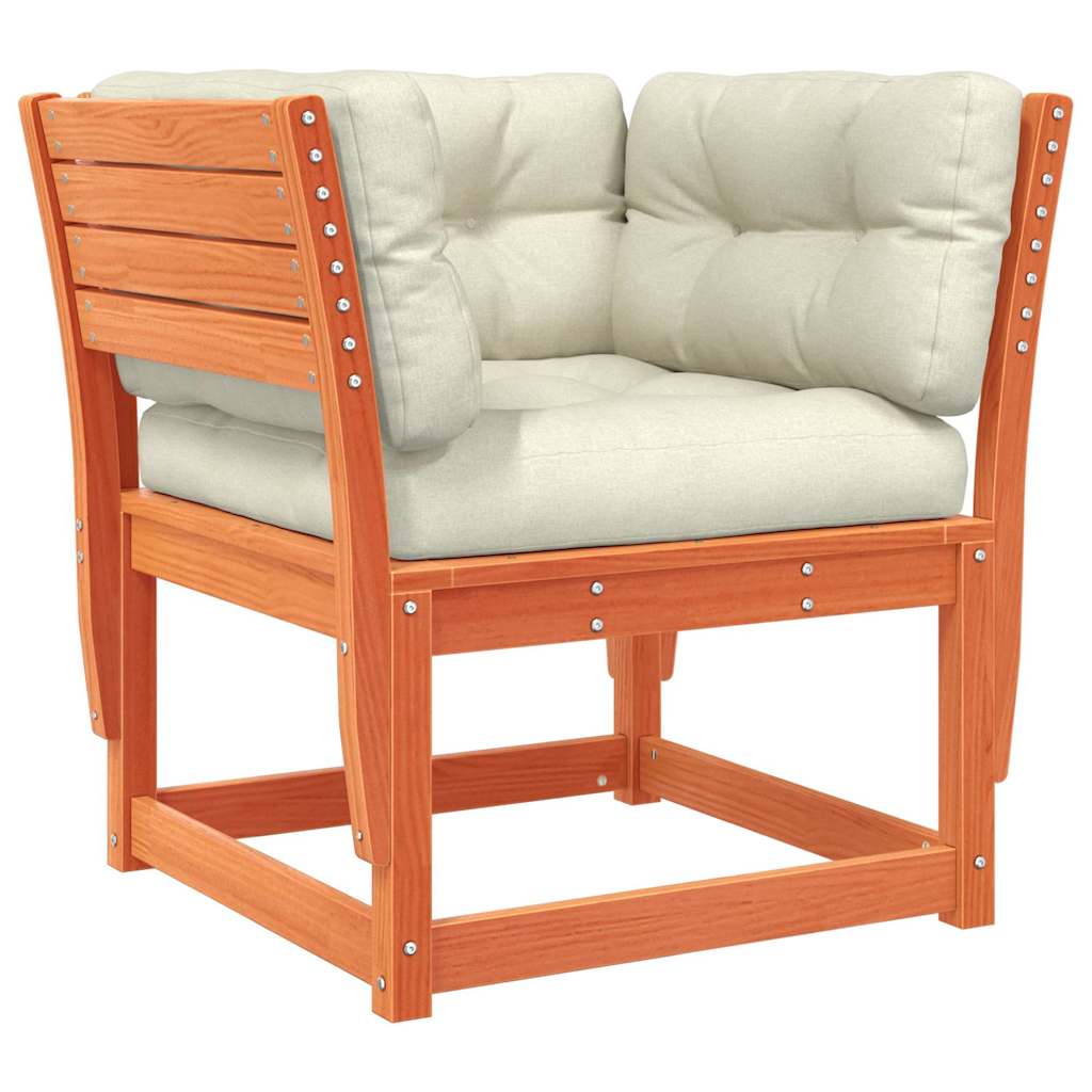 5 Piece Garden Sofa Set with Cushions Wax Brown Solid Wood Pine