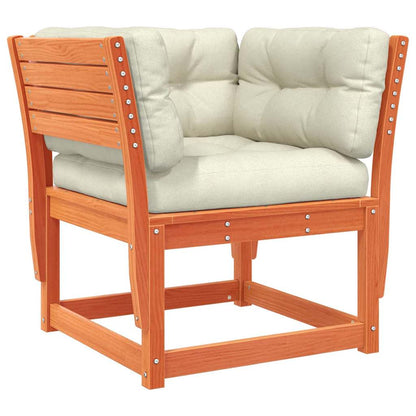 5 Piece Garden Sofa Set with Cushions Wax Brown Solid Wood Pine