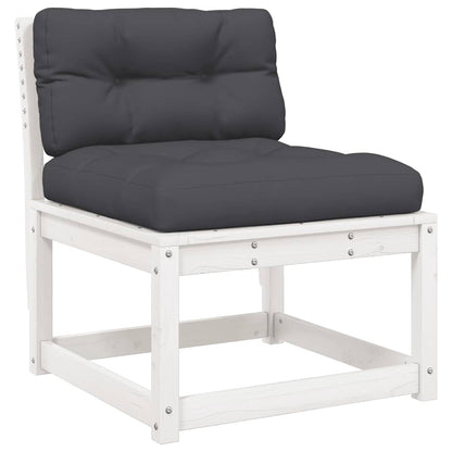 5 Piece Garden Sofa Set with Cushions White Solid Wood Pine