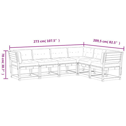 6 Piece Garden Sofa Set with Cushions White Solid Wood Pine