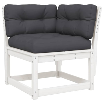 6 Piece Garden Sofa Set with Cushions White Solid Wood Pine