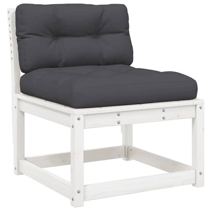 6 Piece Garden Sofa Set with Cushions White Solid Wood Pine