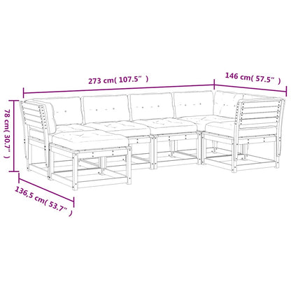 6 Piece Garden Sofa Set with Cushions Wax Brown Solid Wood Pine