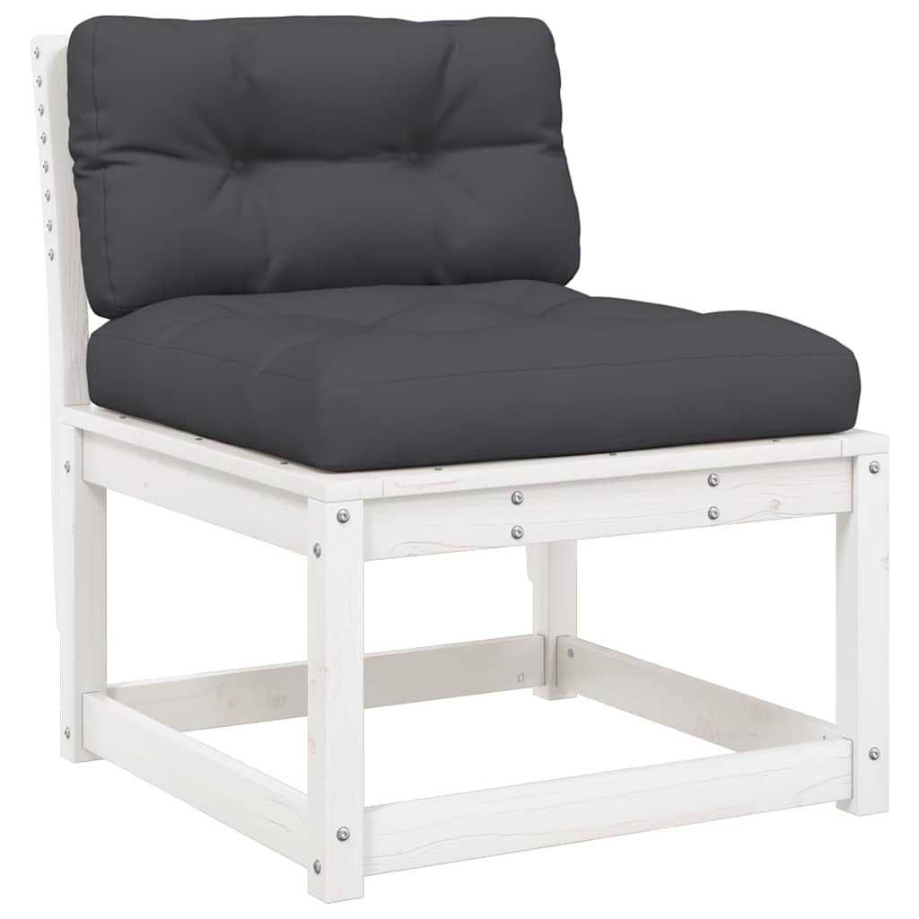 6 Piece Garden Sofa Set with Cushions White Solid Wood Pine
