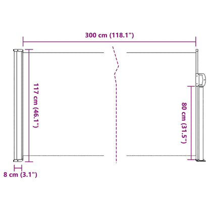 Retractable Side Awning White 117x300 cm