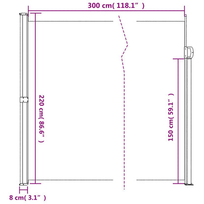 Retractable Side Awning Beige 220x300 cm