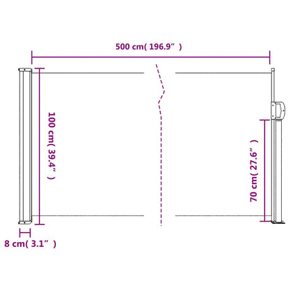 Retractable Side Awning Anthracite 100x500 cm