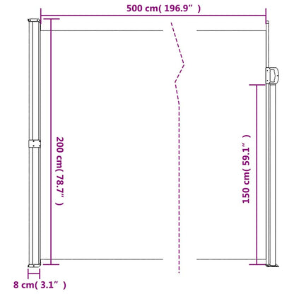 Retractable Side Awning White 200x500 cm