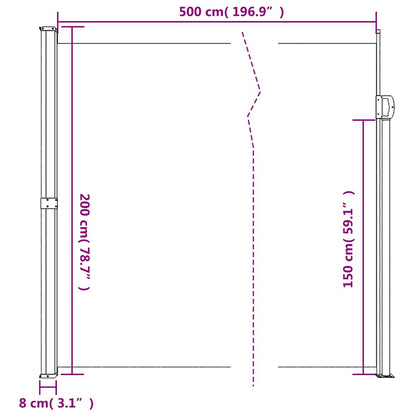 Retractable Side Awning Taupe 200x500 cm