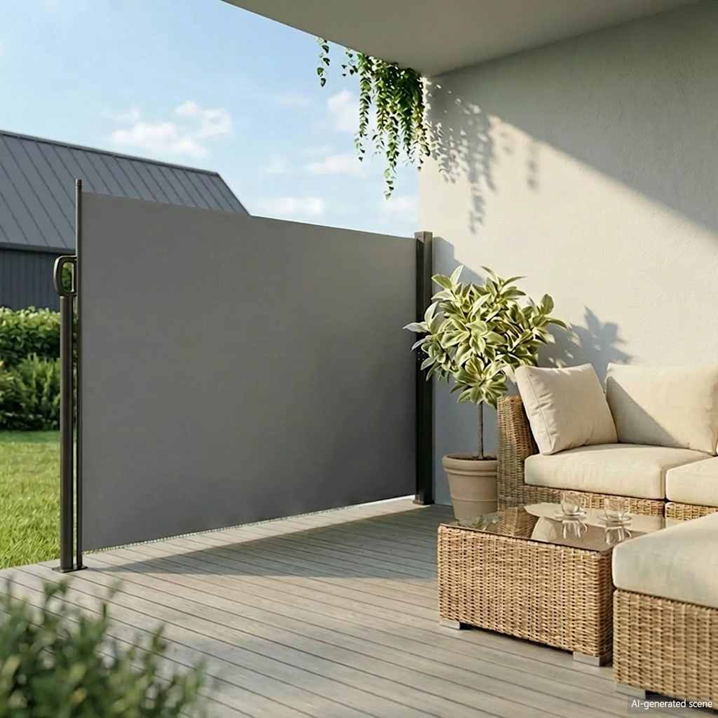 vidaXL Retractable Side Awning Anthracite Steel, Aluminum, Polyester
