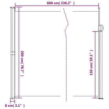 Retractable Side Awning Brown 200x600 cm