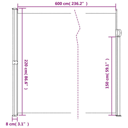 Retractable Side Awning Beige 220x600 cm