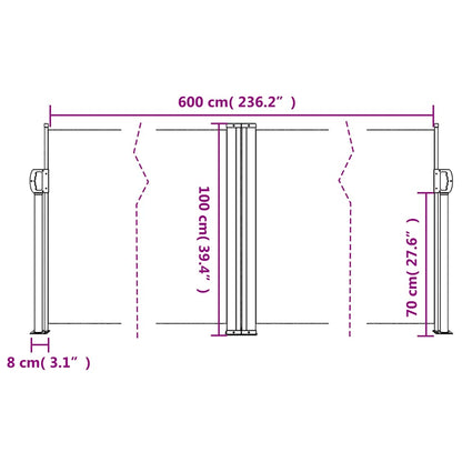 Retractable Side Awning Blue 100x600 cm