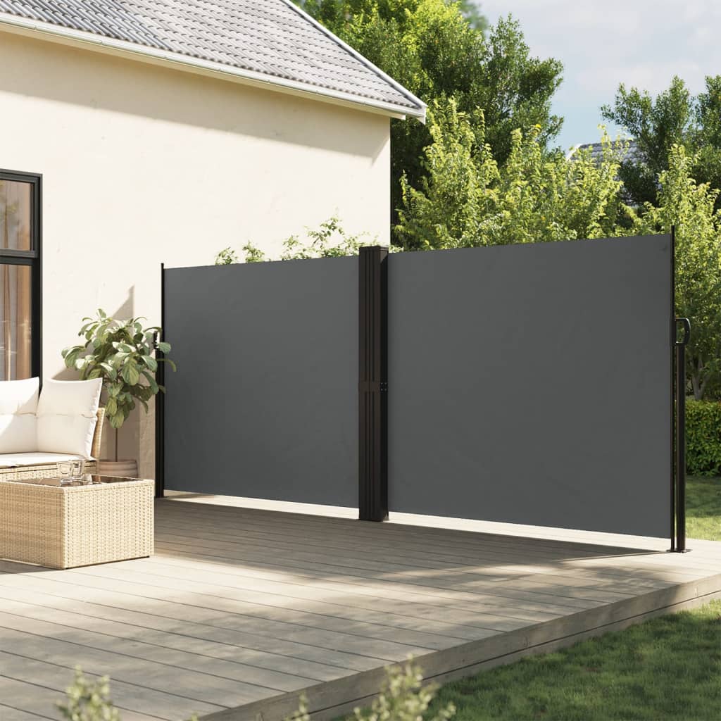 vidaXL Retractable Side Awning Anthracite 100% polyester with PU coating