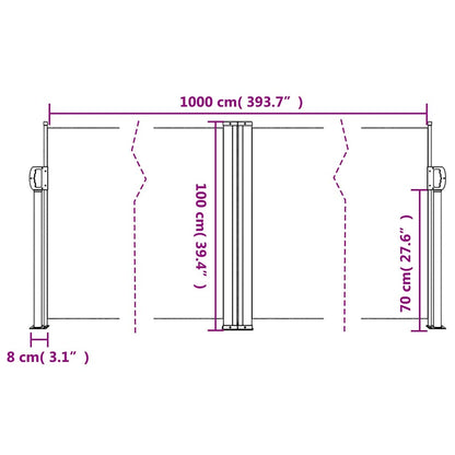 Retractable Side Awning Anthracite 100x1000 cm