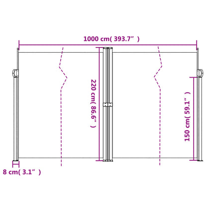 Retractable Side Awning Red 220x1000 cm