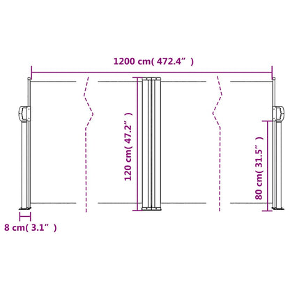 Retractable Side Awning Beige 120x1200 cm