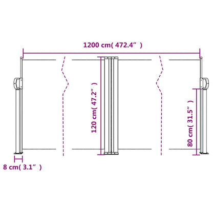 Retractable Side Awning White 120x1200 cm