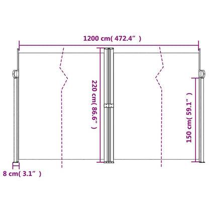 Retractable Side Awning Black 220x1200 cm