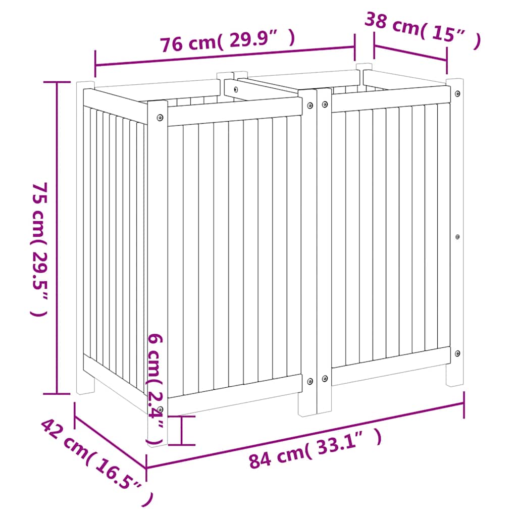 Garden Planter with Liner 84x42x75 cm Solid Wood Acacia