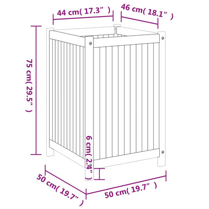 Garden Planter with Liner 50x50x75 cm Solid Wood Acacia