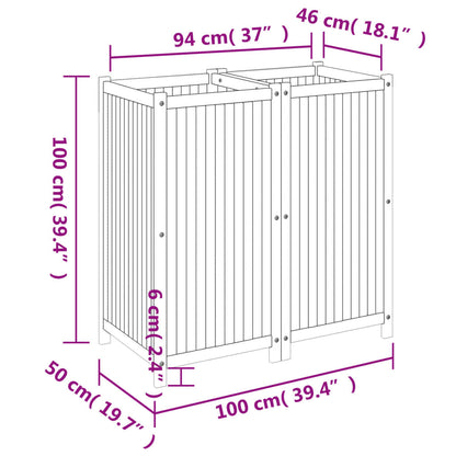 Garden Planter with Liner 100x50x100 cm Solid Wood Acacia