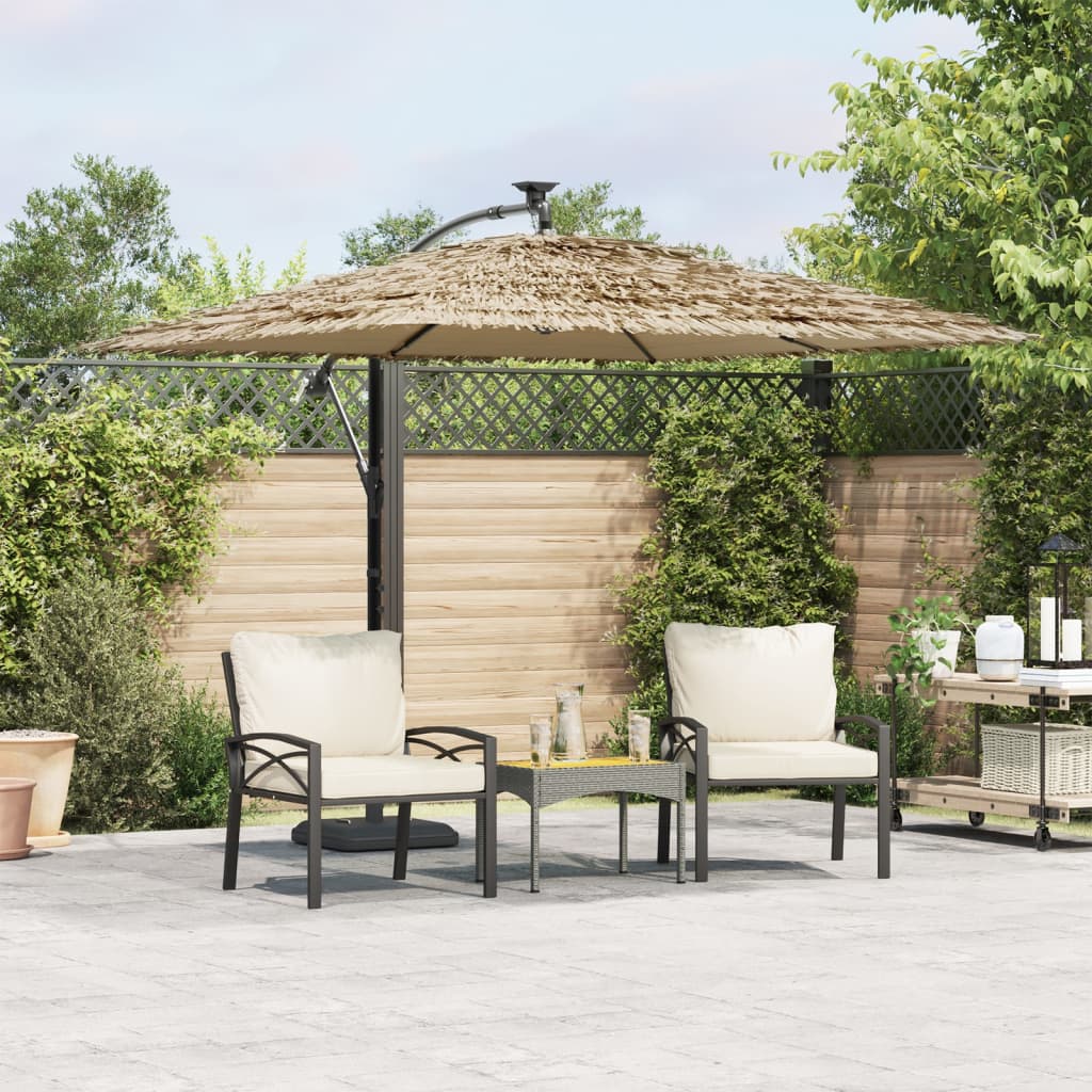 vidaXL Garden Parasol Brown Polyester Large Foldable Garden Parasol