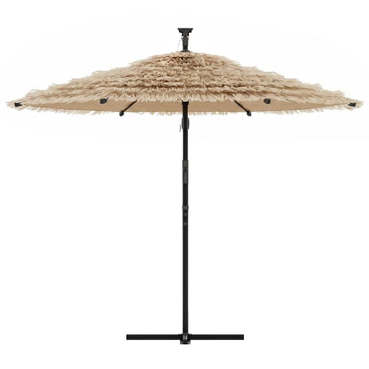 Garden Parasol with LEDs and Steel Pole Brown 246x246x230 cm