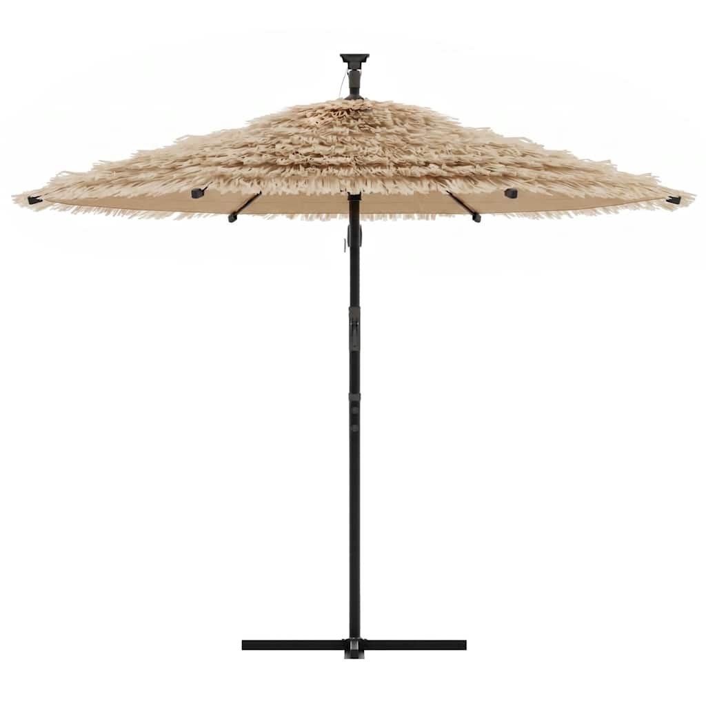 Garden Parasol with with LEDs and Steel Pole Brown 269x269x235 cm
