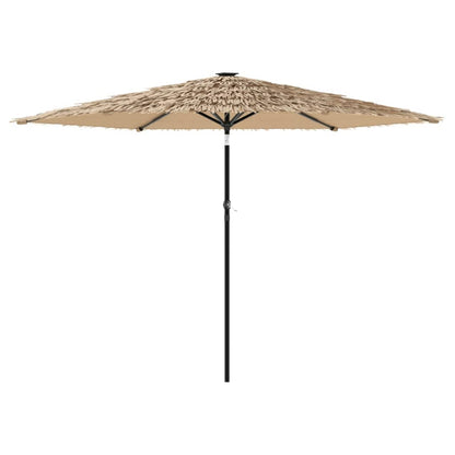 Garden Parasol Brown Polyester Large Foldable Garden Parasol