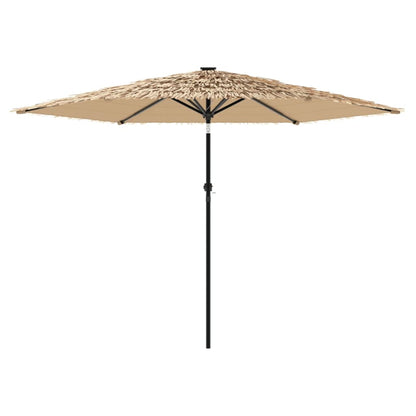 Garden Parasol Brown Polyester Large Foldable Garden Parasol