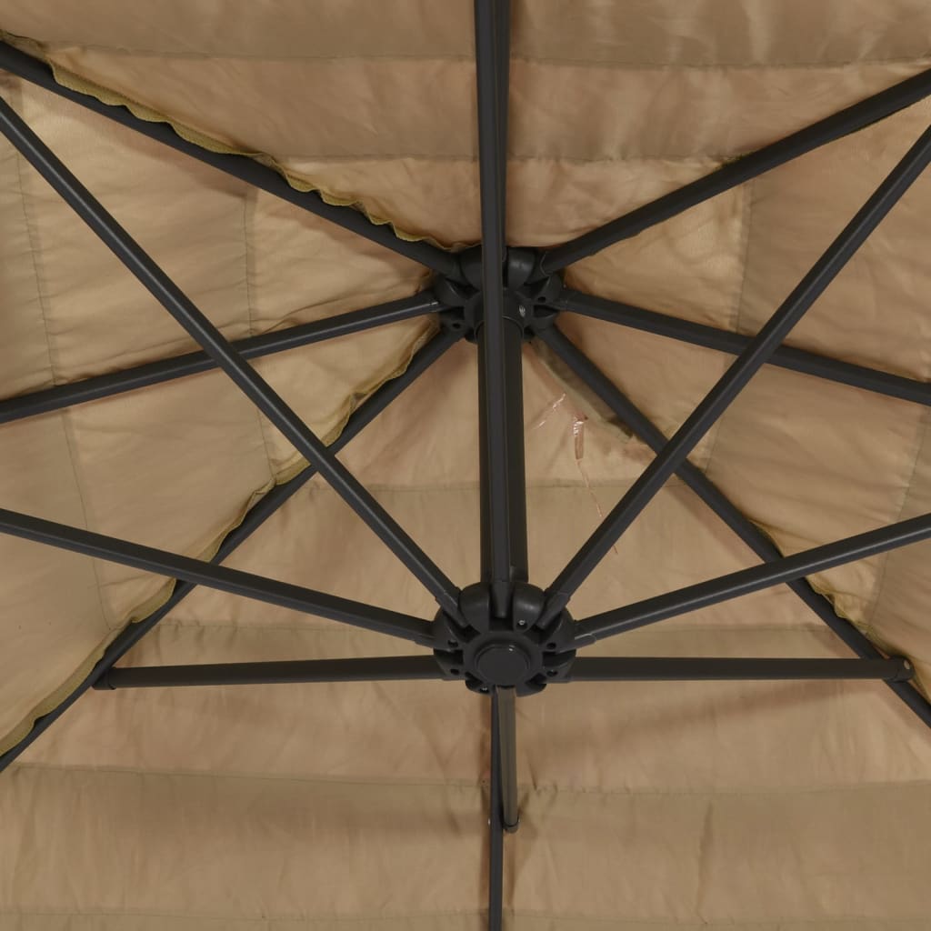 Garden Parasol Brown Polyester Large Foldable Garden Parasol