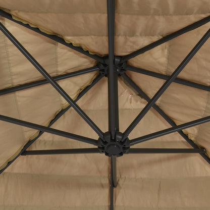Garden Parasol Brown Polyester Large Foldable Garden Parasol