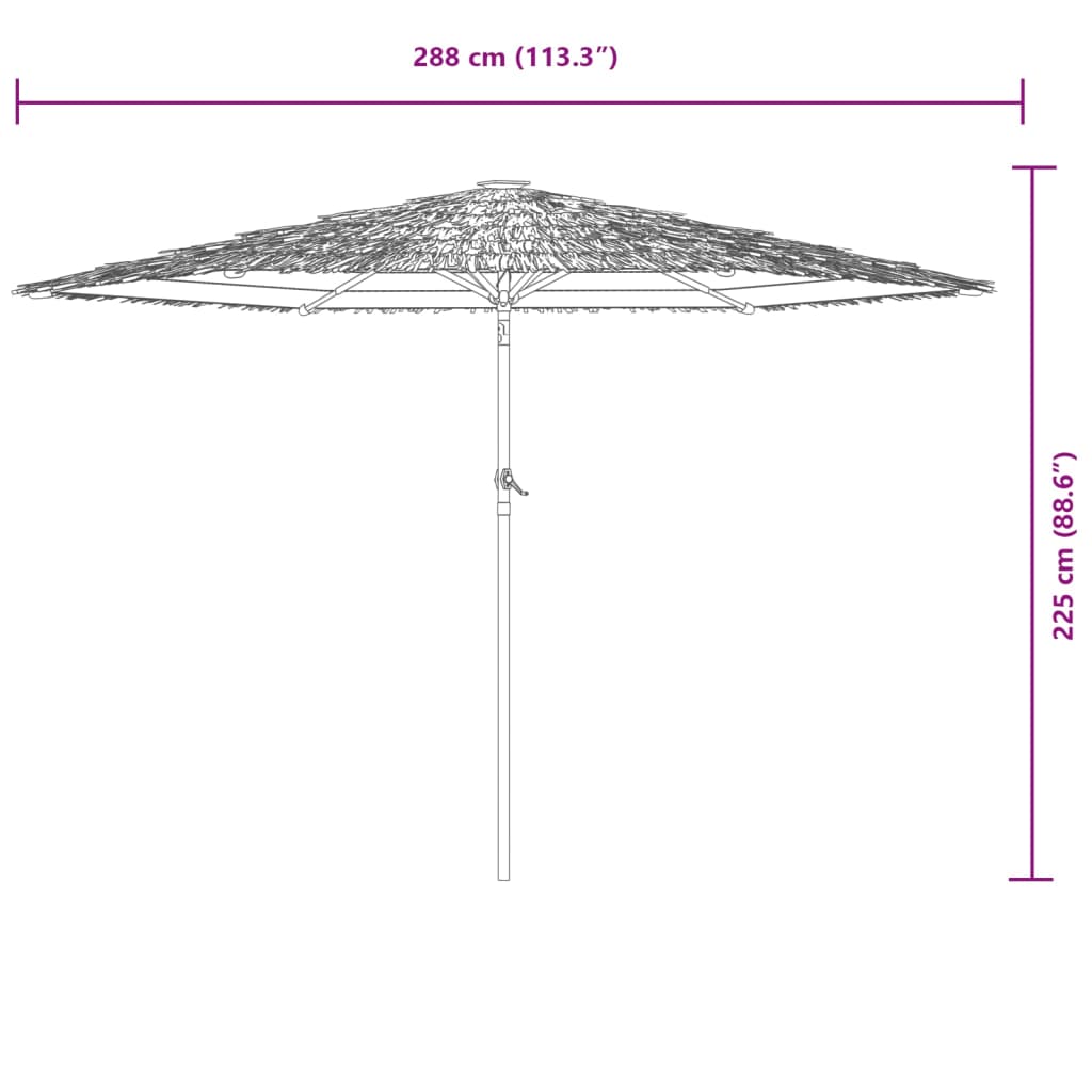 Garden Parasol Brown Polyester Large Foldable Garden Parasol