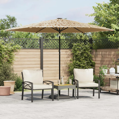 Garden Parasol Brown Polyester Large Foldable Garden Parasol