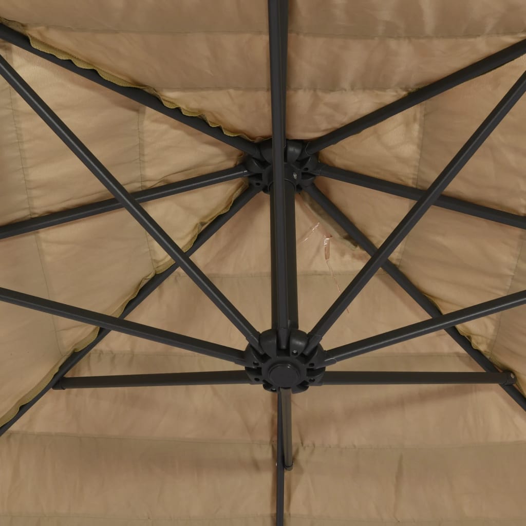 vidaXL Garden Parasol Brown Polyester, Powder-Coated Steel Large