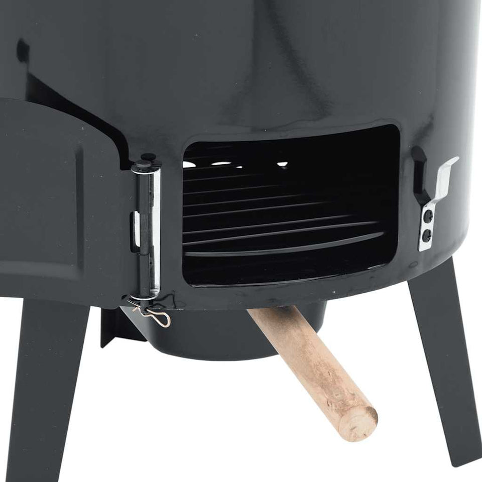 Goulash Cannon with Chimney and Lid Black Enamelled Steel