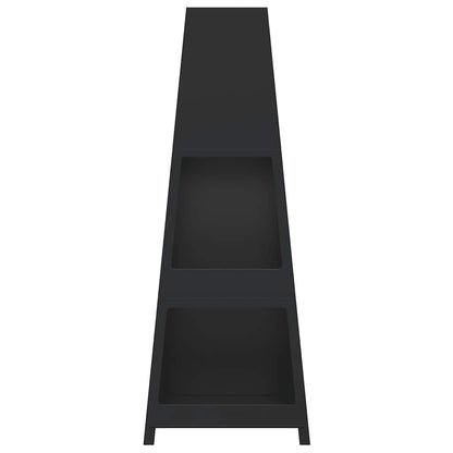 Outdoor Fireplace with Log Store Tower Design Black Steel